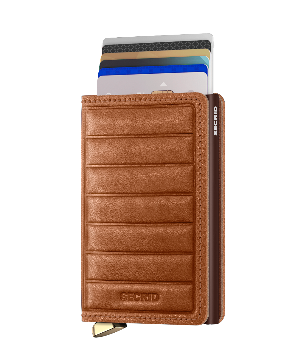 Premium Miniwallet Emboss Lines Cognac