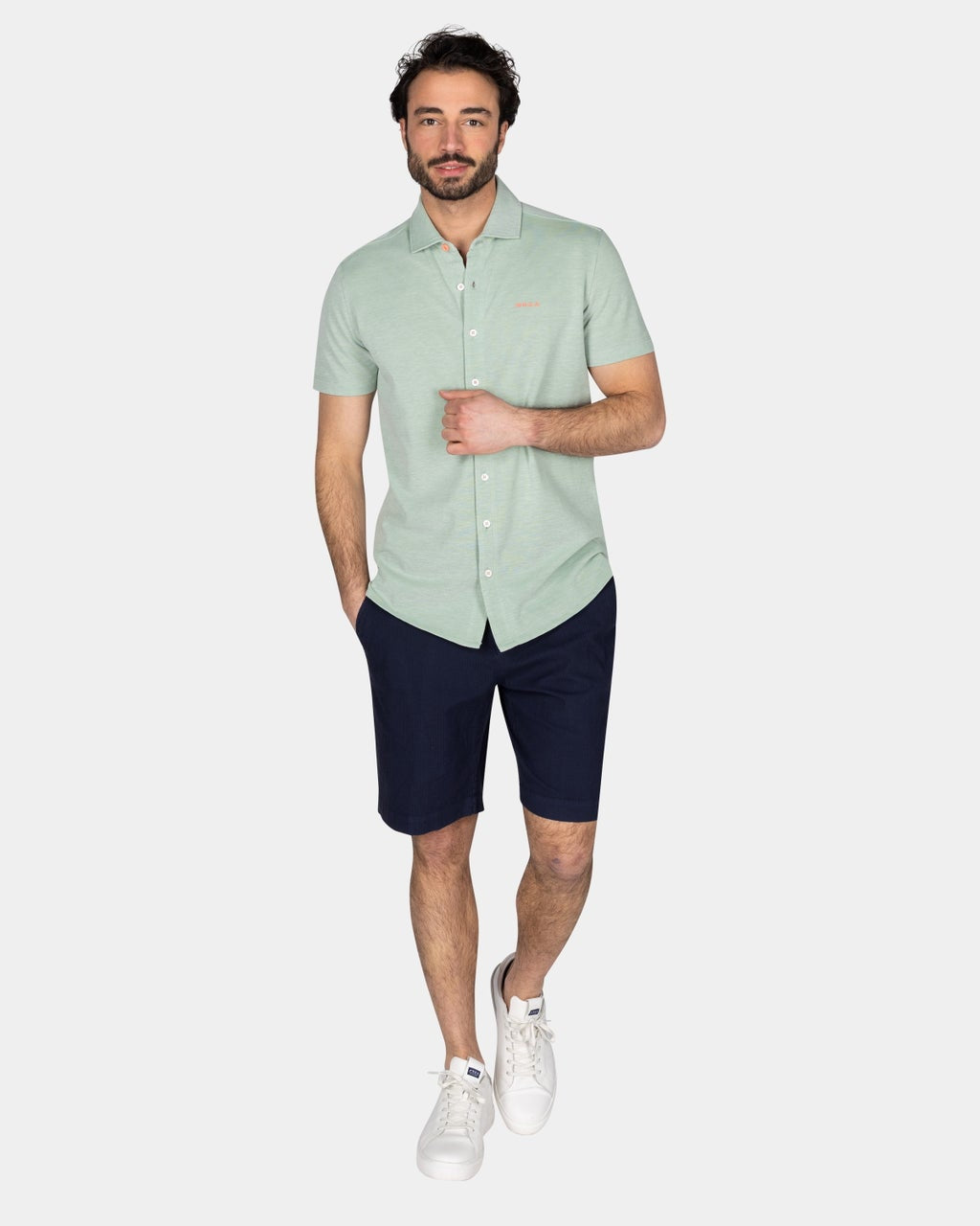 LIGHT GREEN SHIRT WITH SHORT SLEEVES