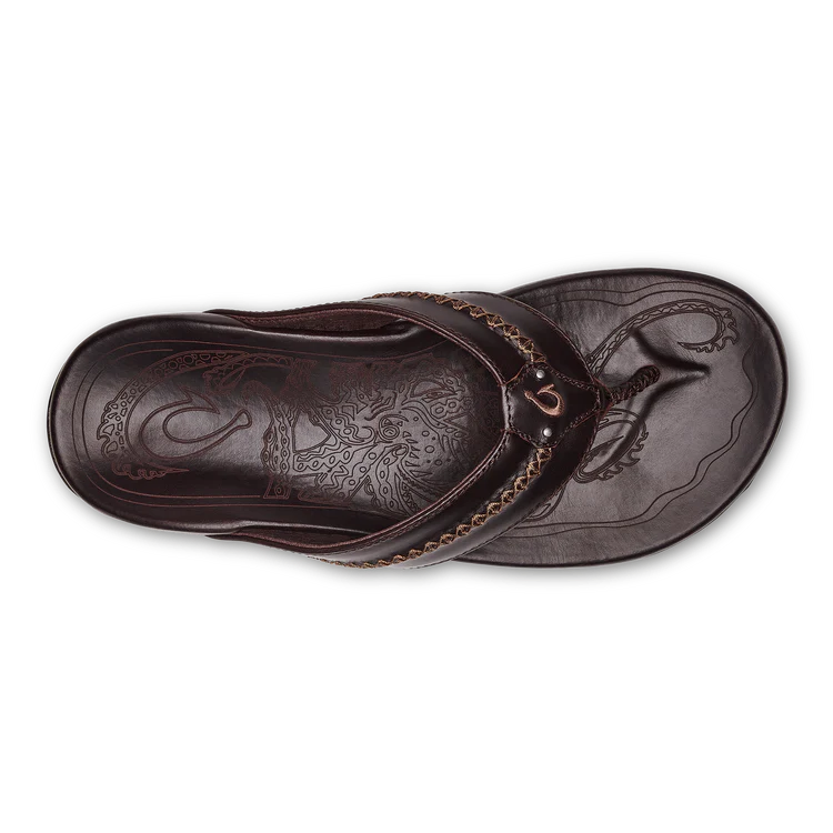 Mea Ola Men’s Leather Beach Sandals - Dark Java