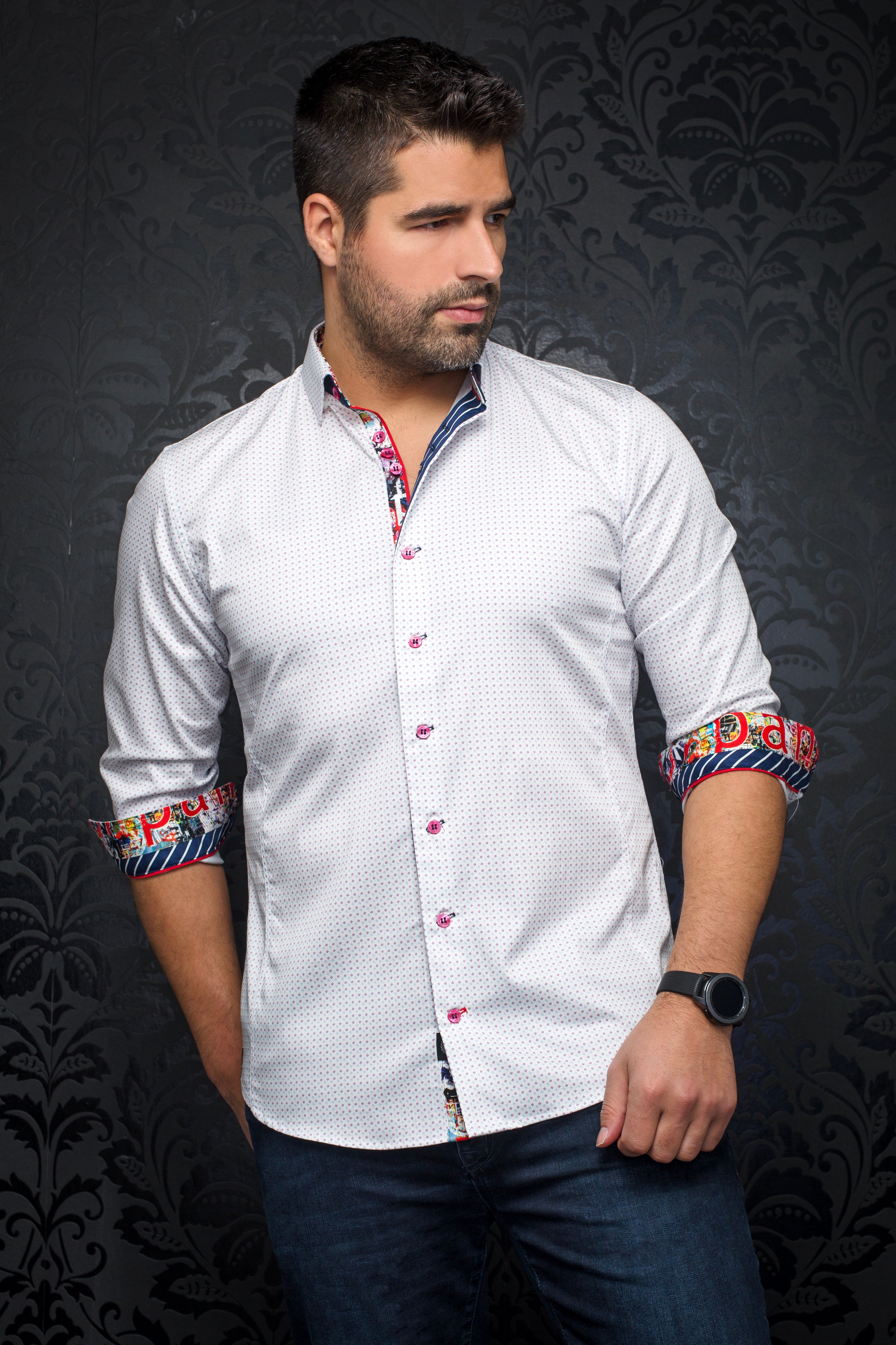 Shirt Palmer White/Fuchsia Stretch