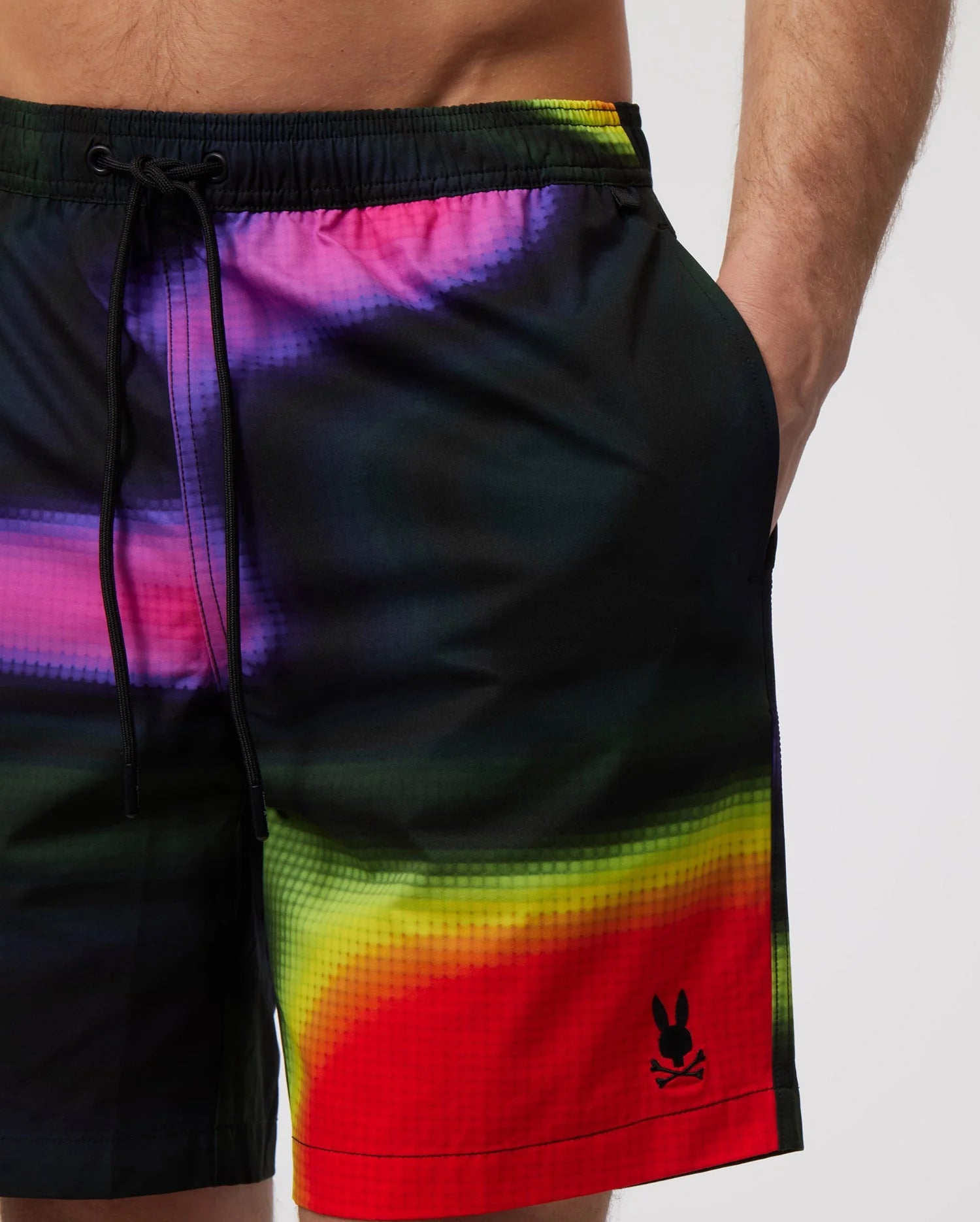 Sugar Land Long All Over Print Swim Trunks Black