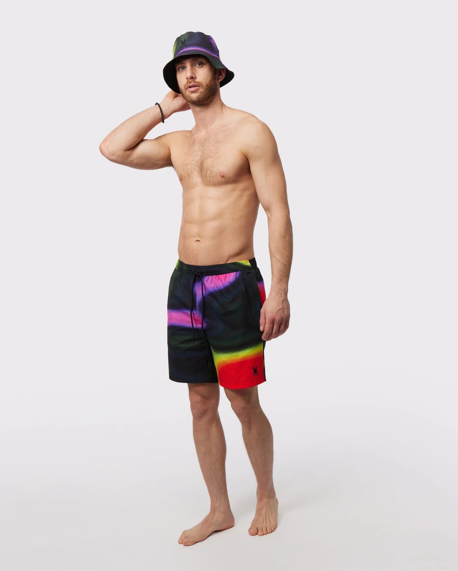 Sugar Land Long All Over Print Swim Trunks Black