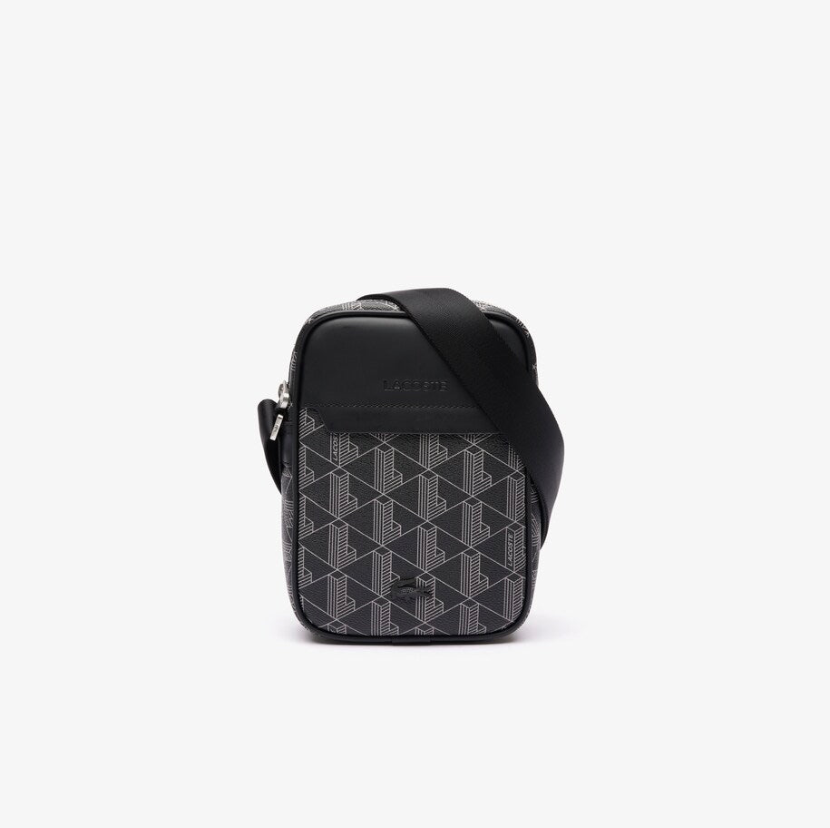 Blend Monogram Print Vertical Shoulder Bag Black