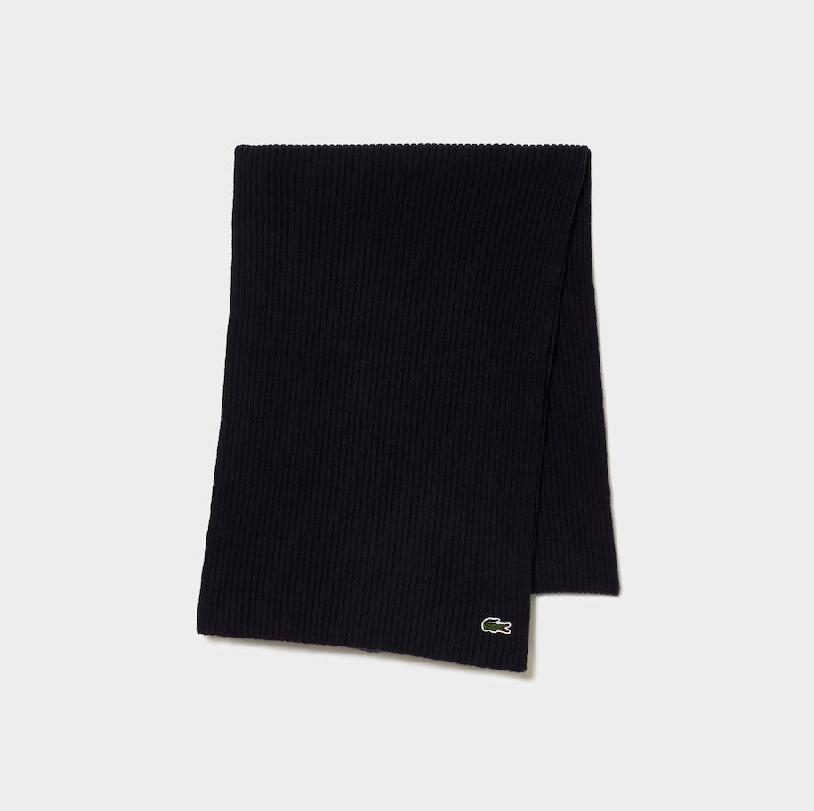 Ribbed Wool Scarf Black