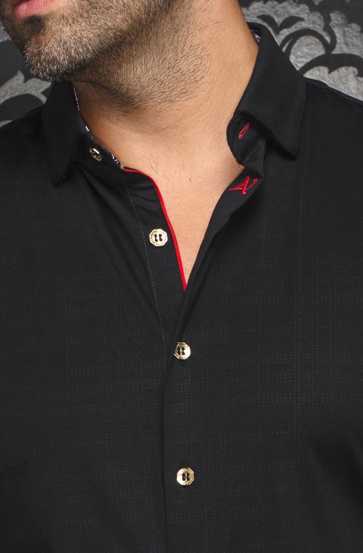 Knit Dress Shirt Long Sleeve Varenna Black Stretch