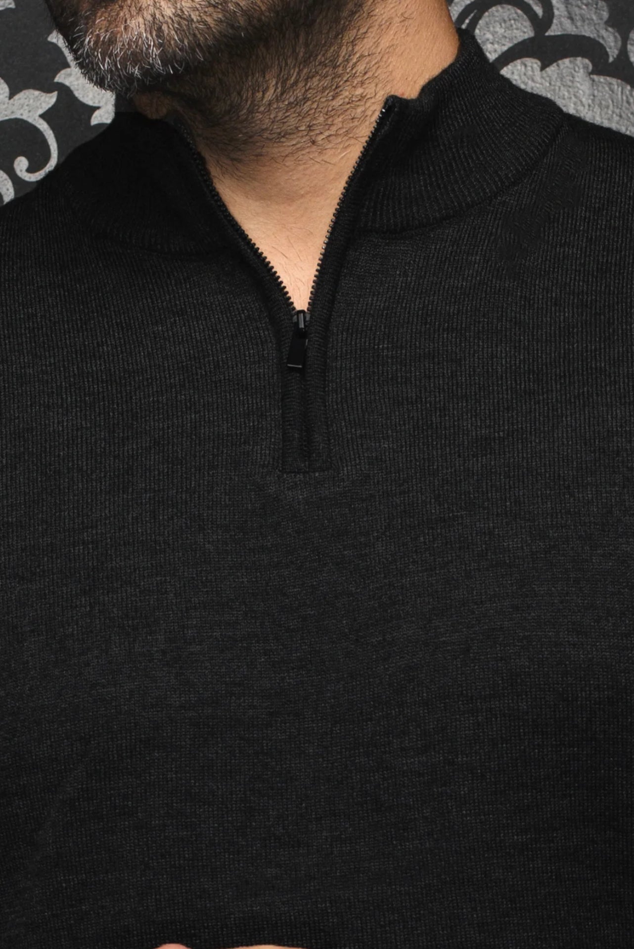 Marino Wool Sweater Mesta Black 1/4 Zip