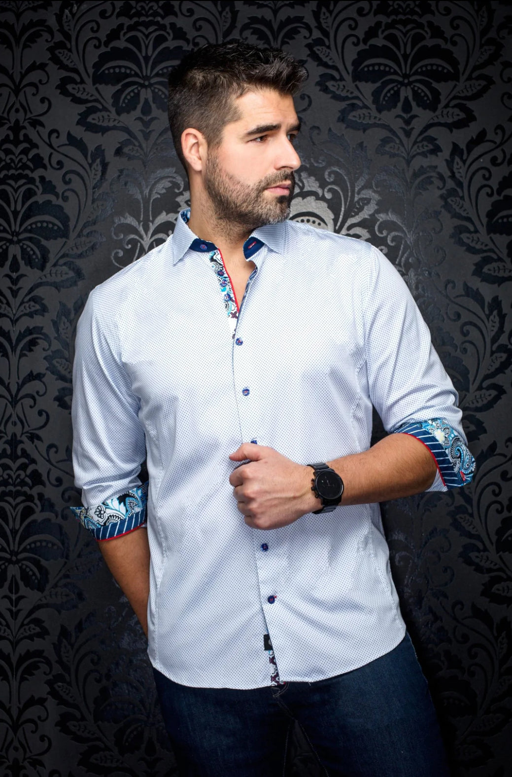 Shirt Dolto White/Light Blue