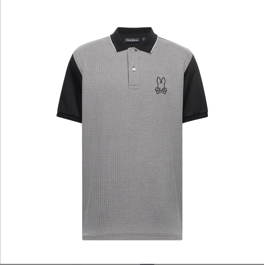 Mens Marlo jacquard polo -black
