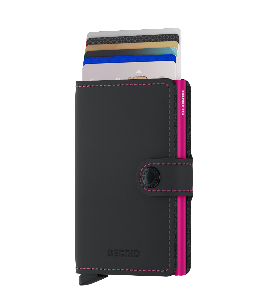 Miniwallet Matte Black/Fuchsia RFID Secure