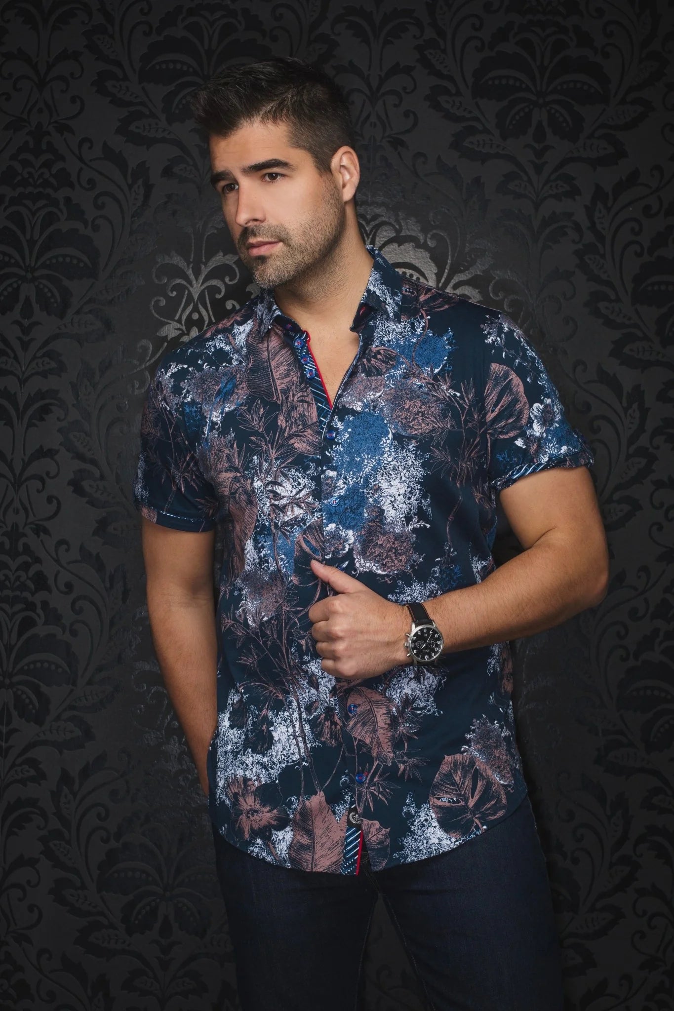 STRETCH SHORT SLEEVES | MARENGO, NAVY TOBACCO