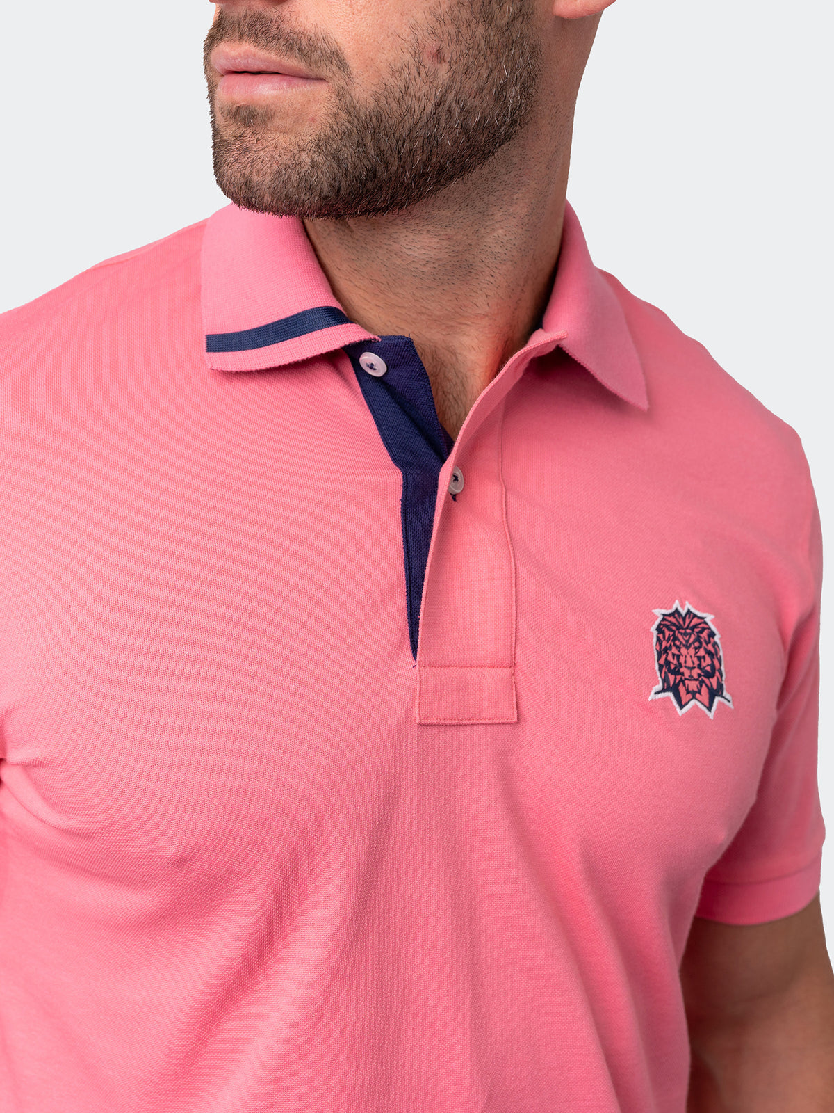 Short Sleeve Polo Shirt Mozart Solid Tip Pink
