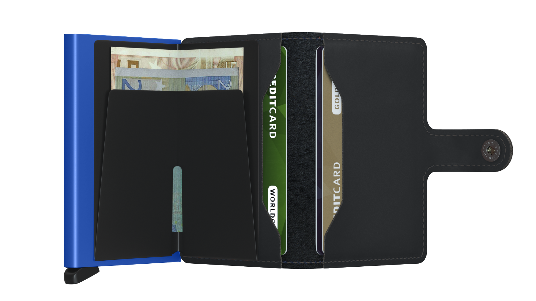Miniwallet Matte Black/Blue RFID Secure
