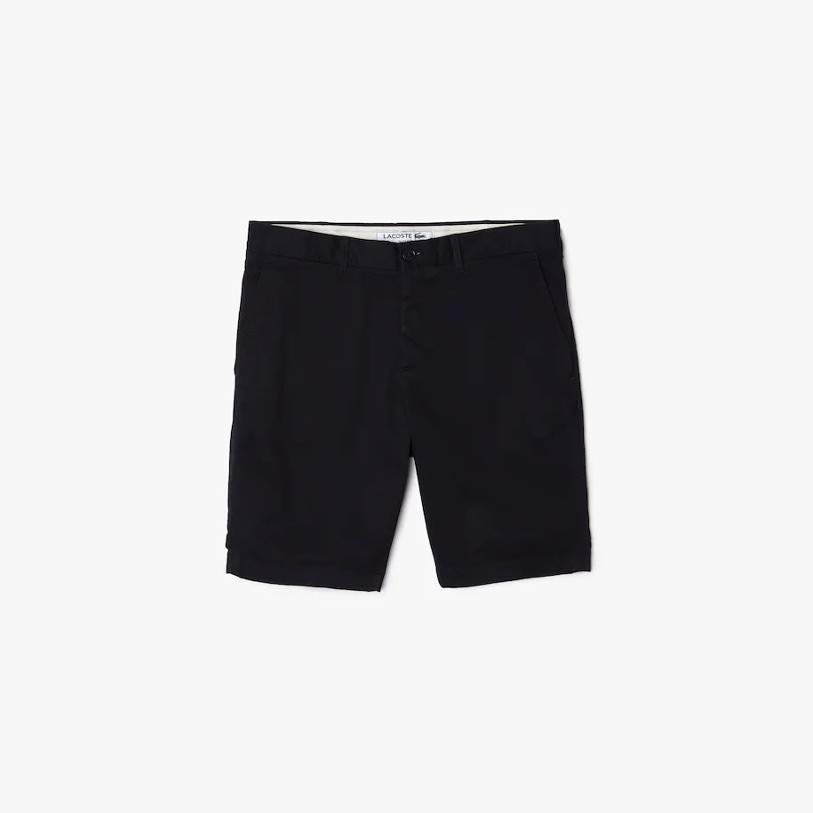 Slim Fit Stretch Cotton Bermuda Shorts Navy Blue