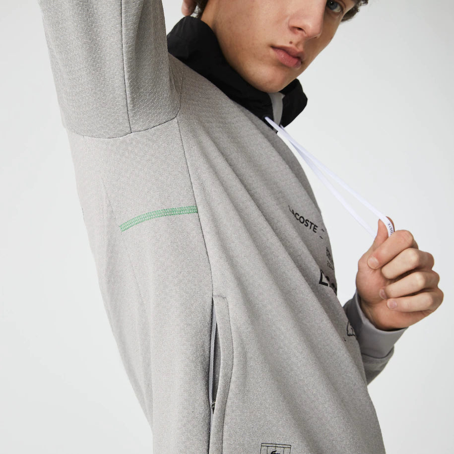 Sport Nylon Contrast Hood Pullover Jacket Grey/Black