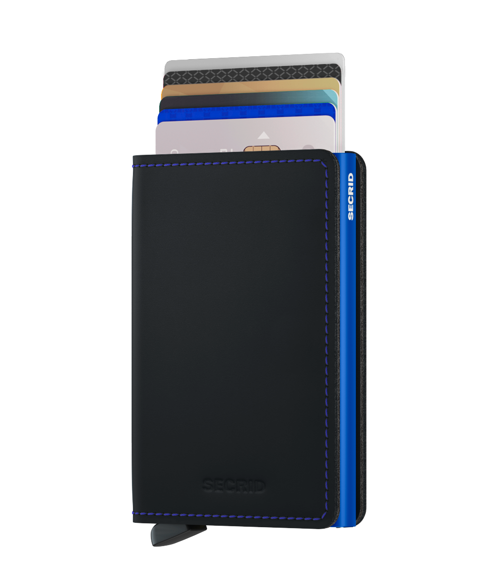 Slimwallet Matte Black/Blue RFID Secure