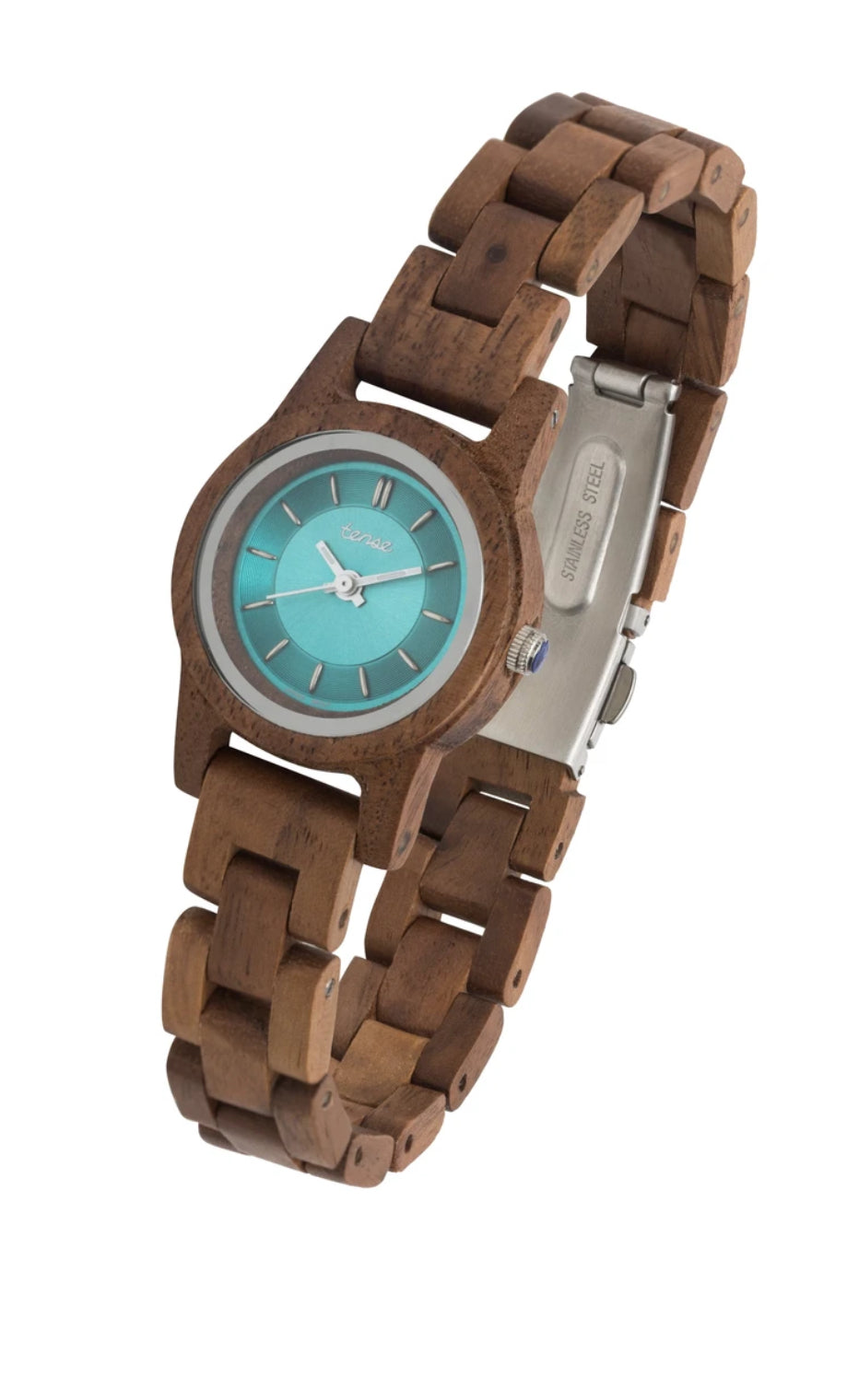 Tense Women’s Hampton 2 Walnut/Teal Wooden Watch Hand Made