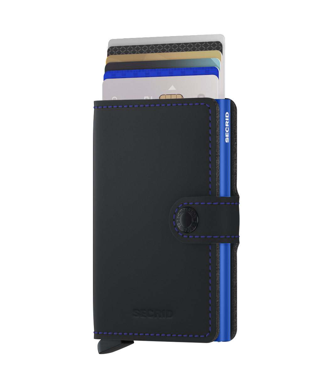 Miniwallet Matte Black/Blue RFID Secure