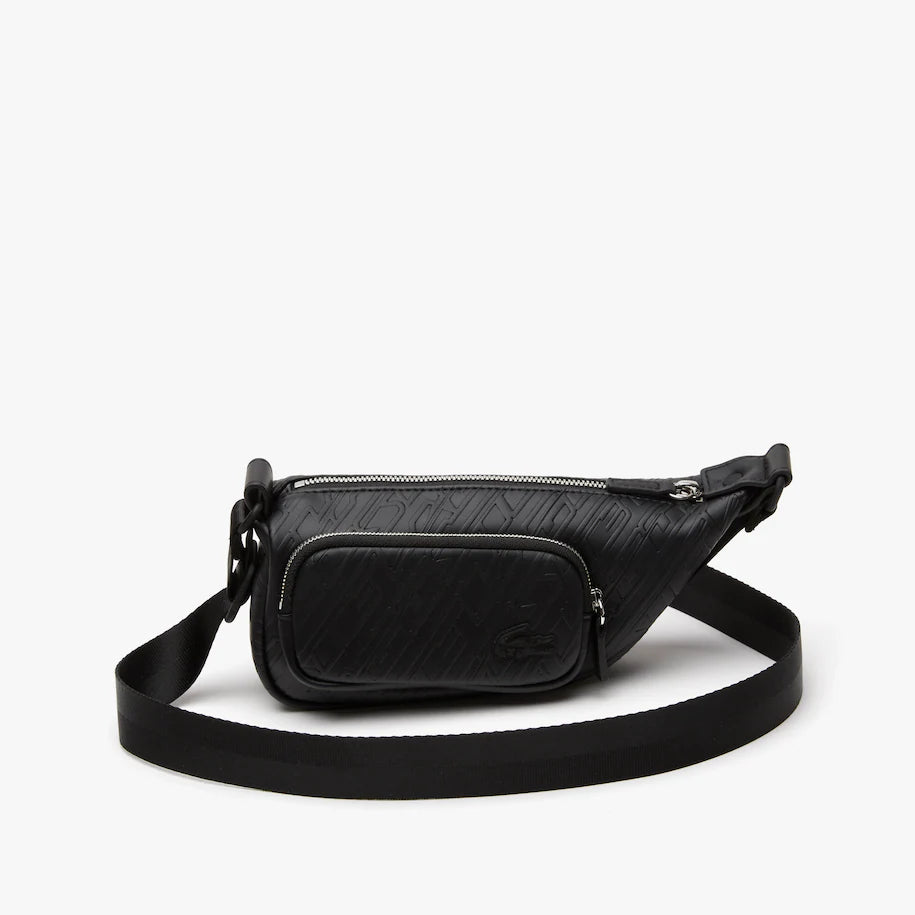 Unisex Lacoste Logo Print Shoulder Bag Black Small