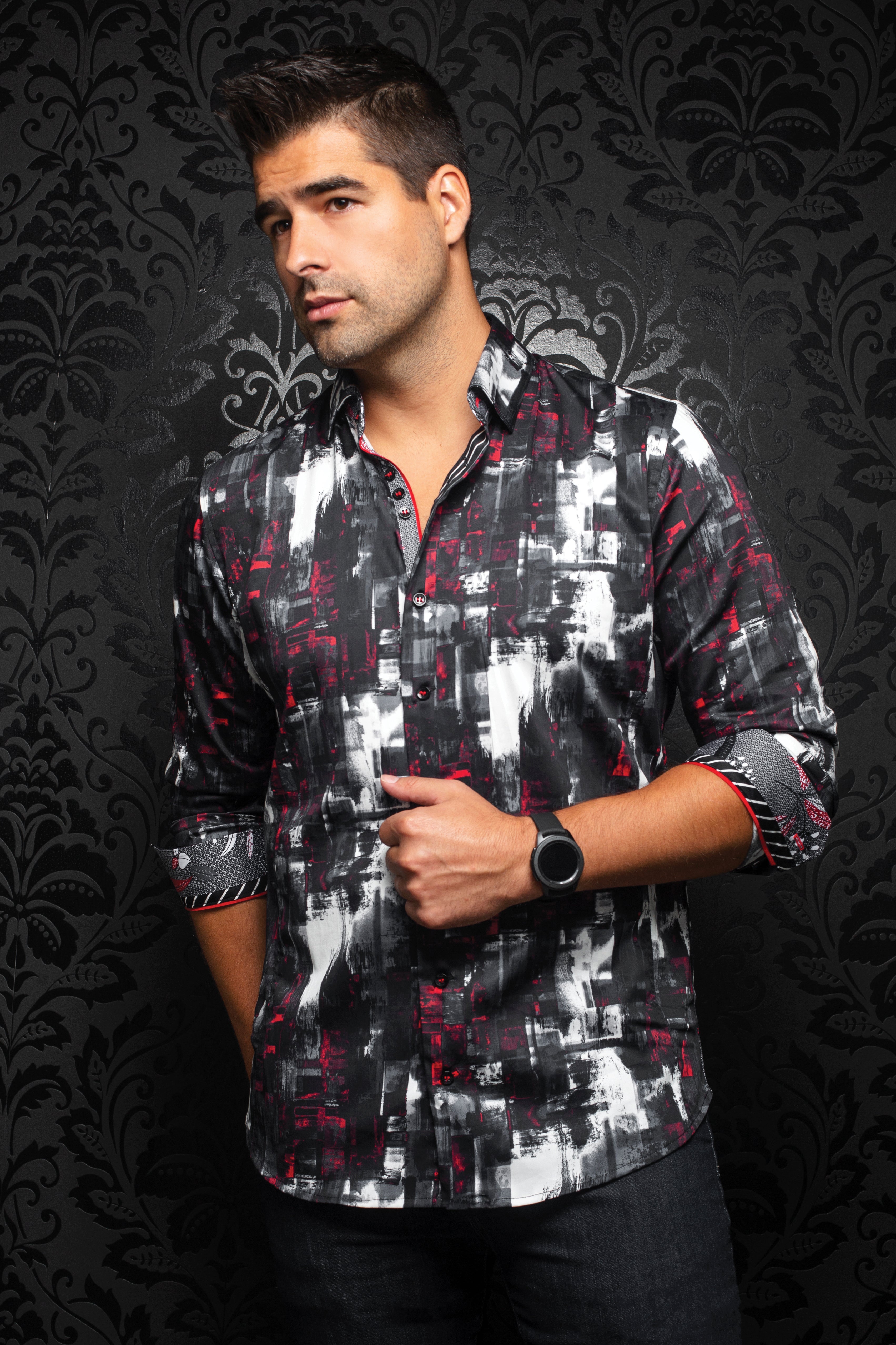 Dress Shirt Long Sleeve Niki Black/Red