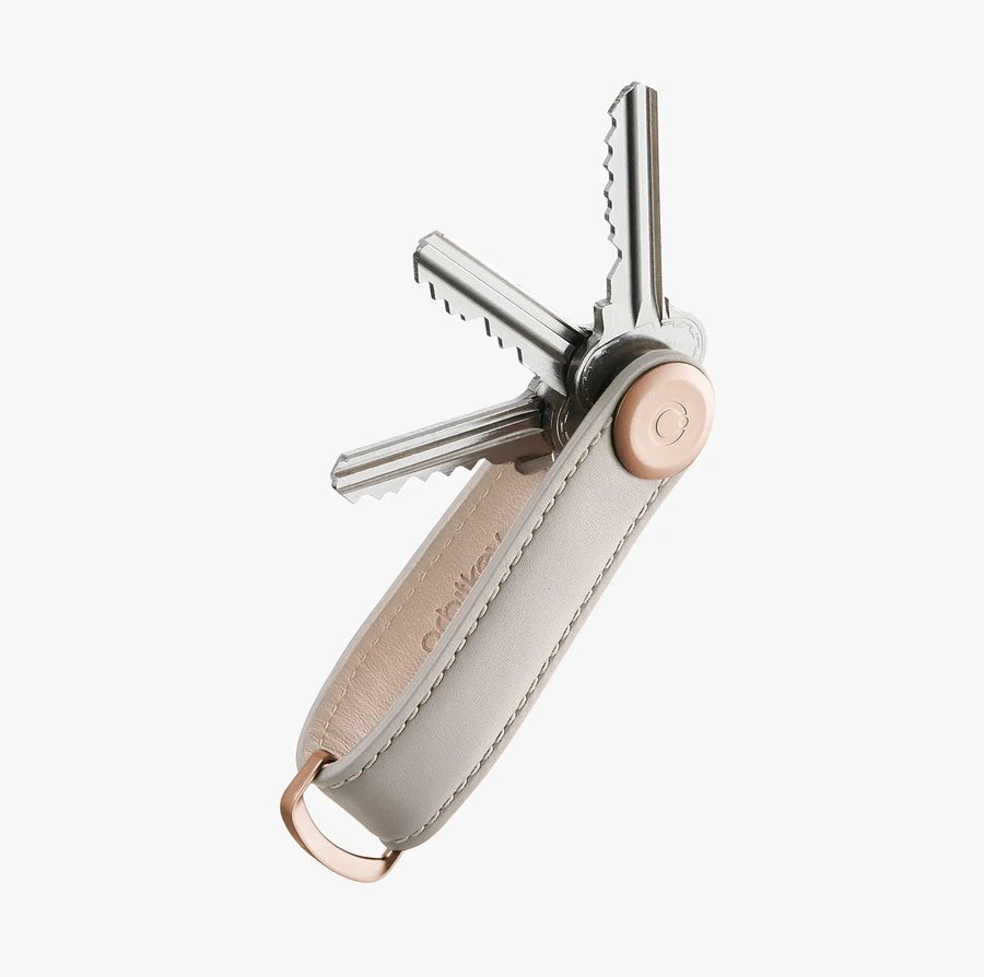 Orbitkey Key Organizer Genuine Leather Stone with grey stitching