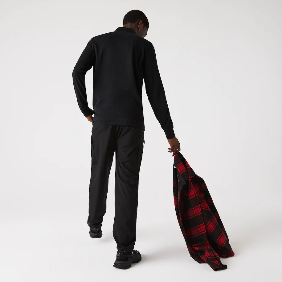 Long Sleeve Paris Classic Fit Polo Shirt Stretch Dark Grey