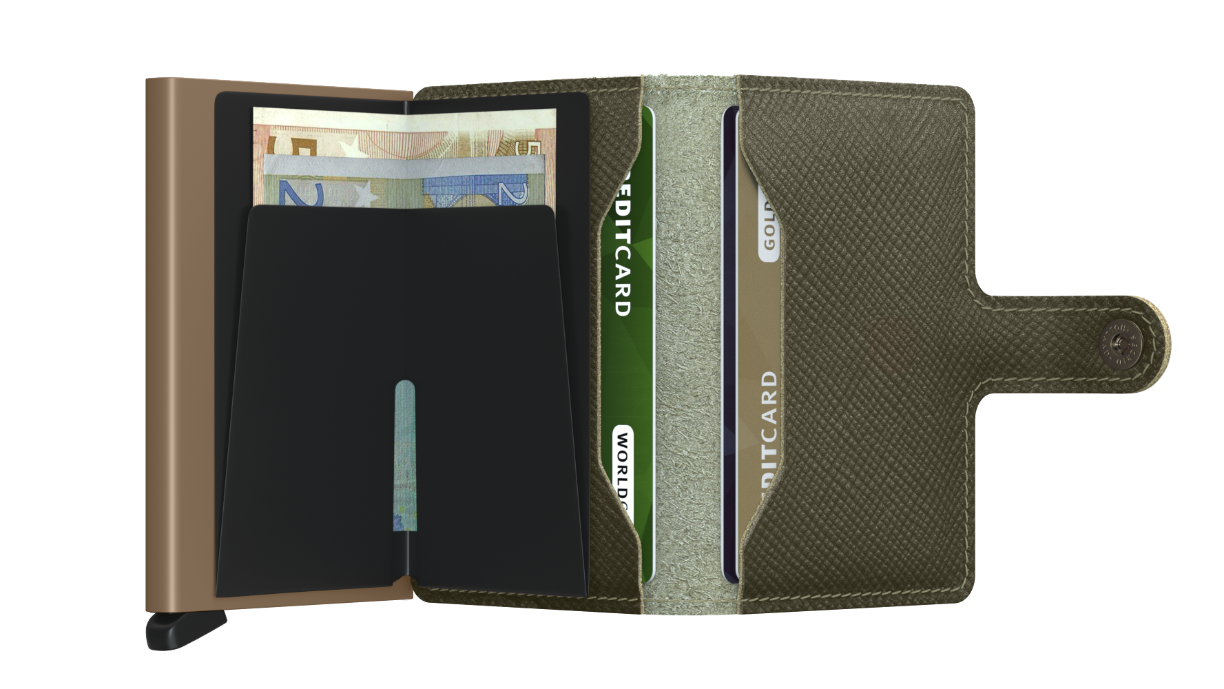 Miniwallet Saffiano Olive Green RFID Secure