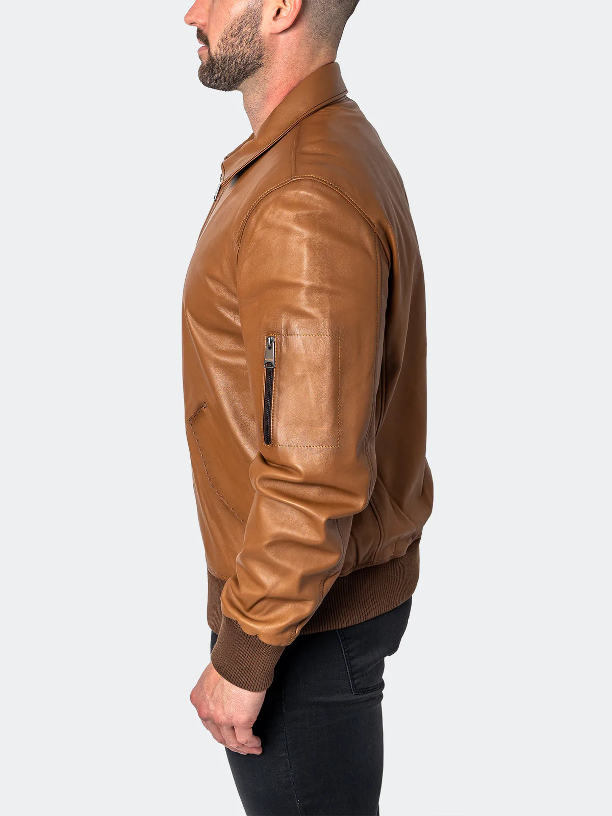 Leather Stitch Brown Jacket Lambskin