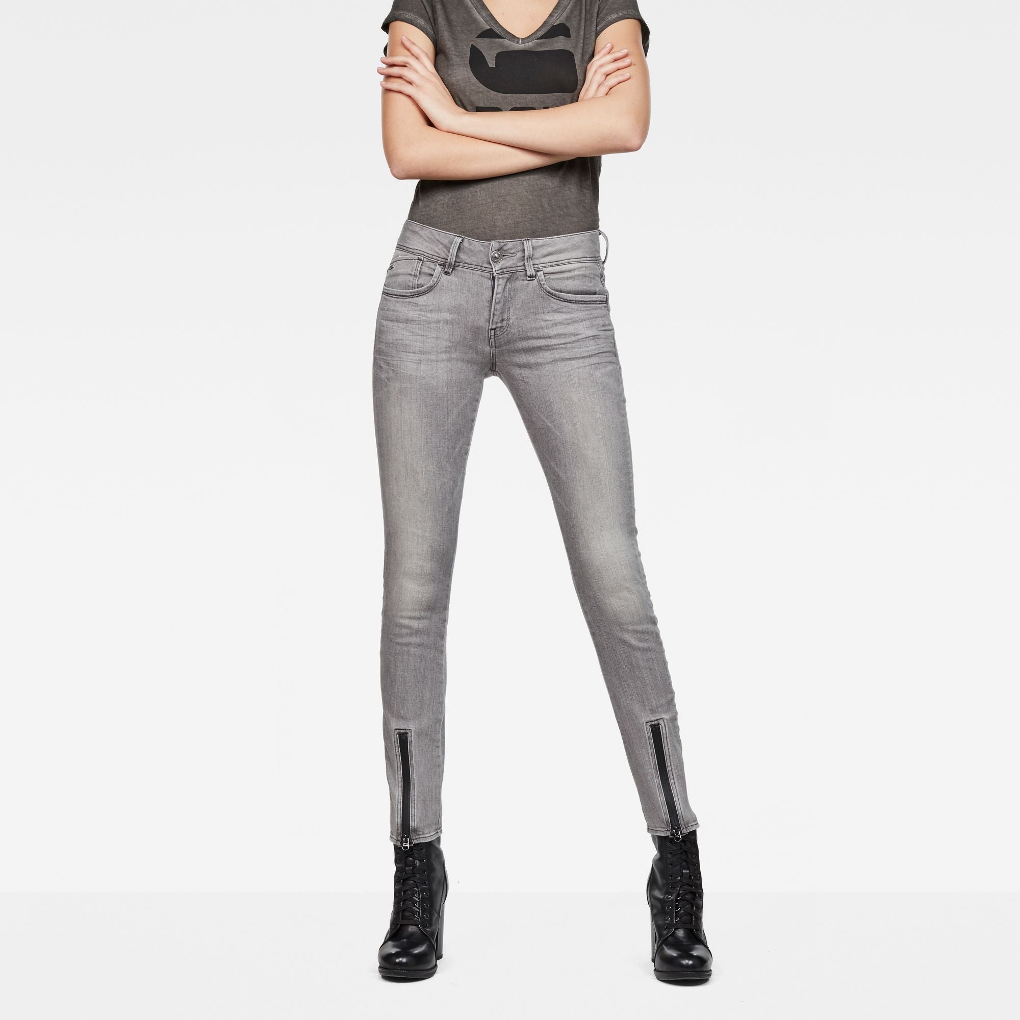 Lynn LUNAR Mid-Skinny Waist Woman’s Jeans Medium Aged Denim
