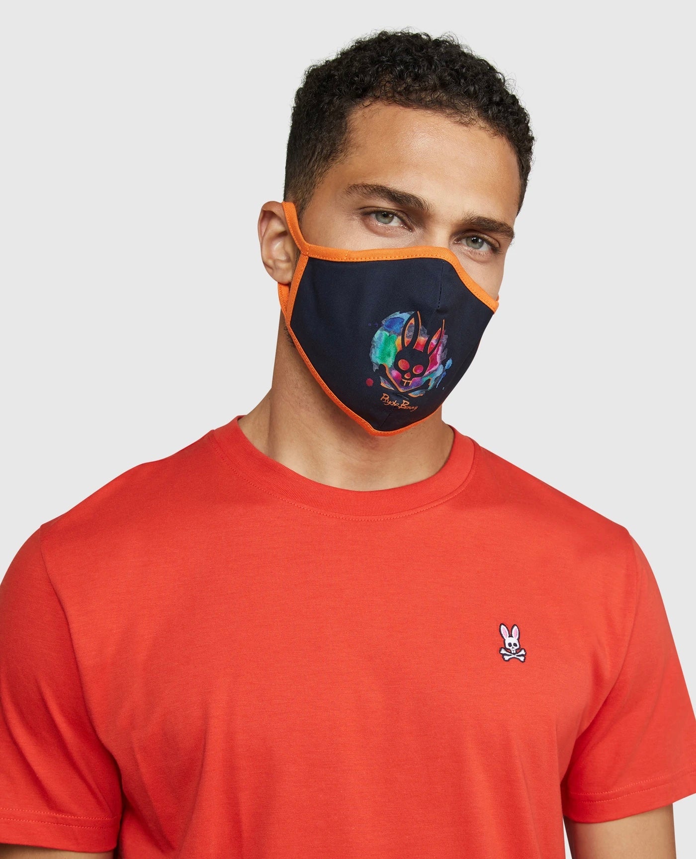 Psycho Bunny Unisex Face Mask Navy Blue/Orage