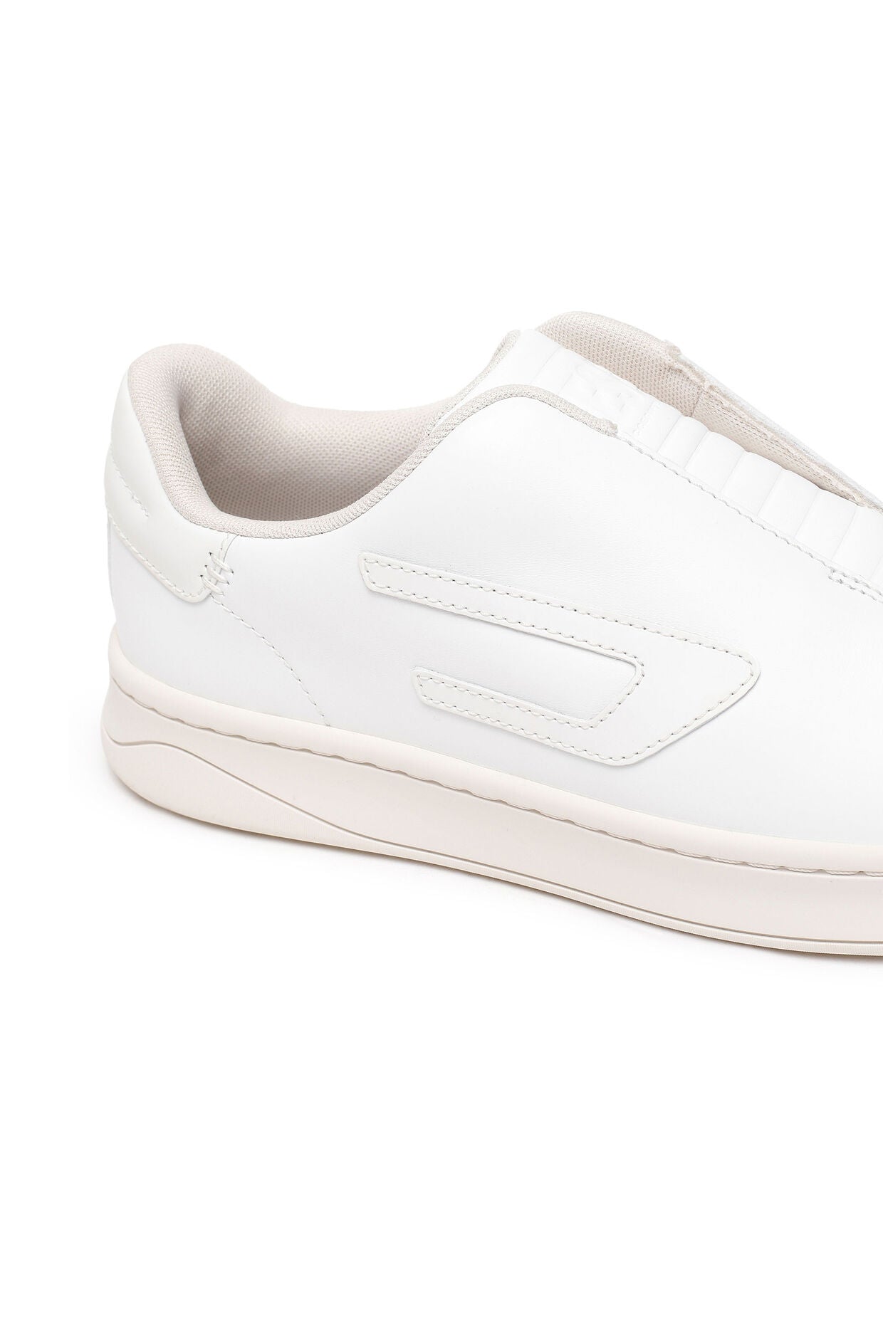Slip-on Leather Sneakers with D Patch White