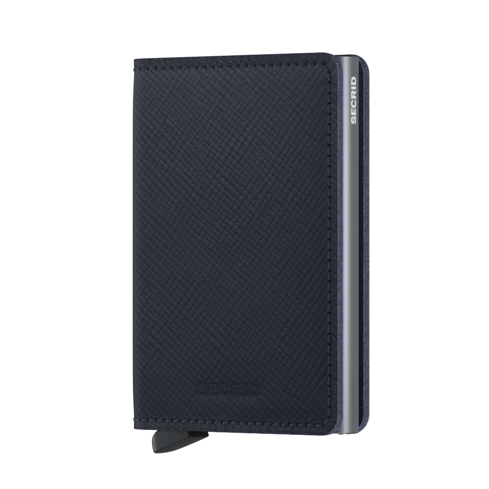 Slimwallet Saffiano Navy Blue RFID Secure