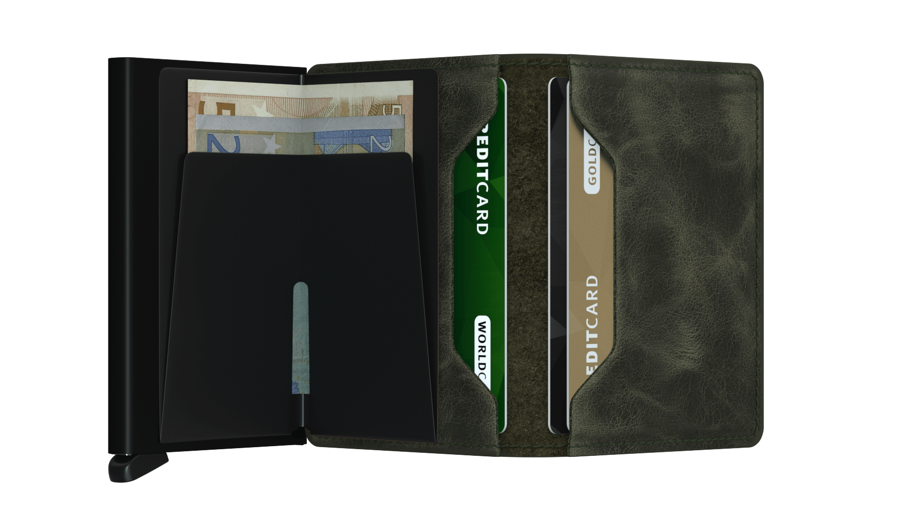 Slimwallet Vintage Olive/Black RFID Secure