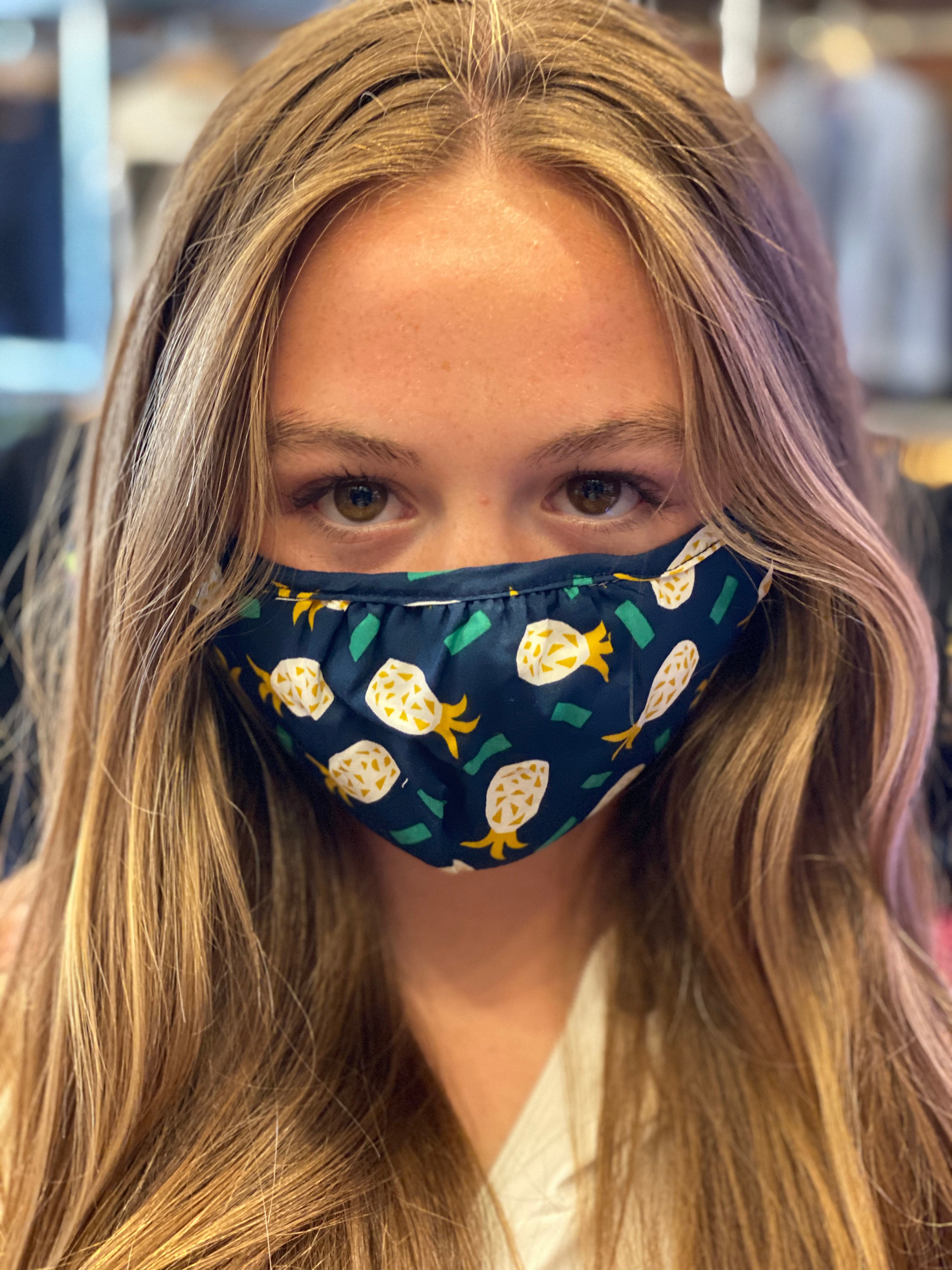 Unisex Mask 100% Cotton Pineapples one size fits all adjustable Masks