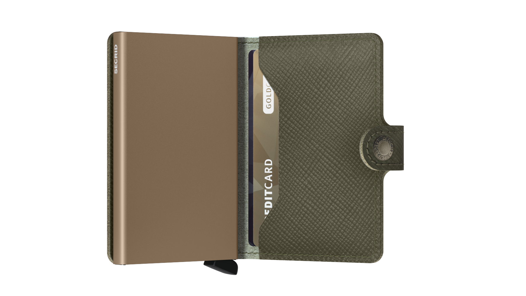 Miniwallet Saffiano Olive Green RFID Secure