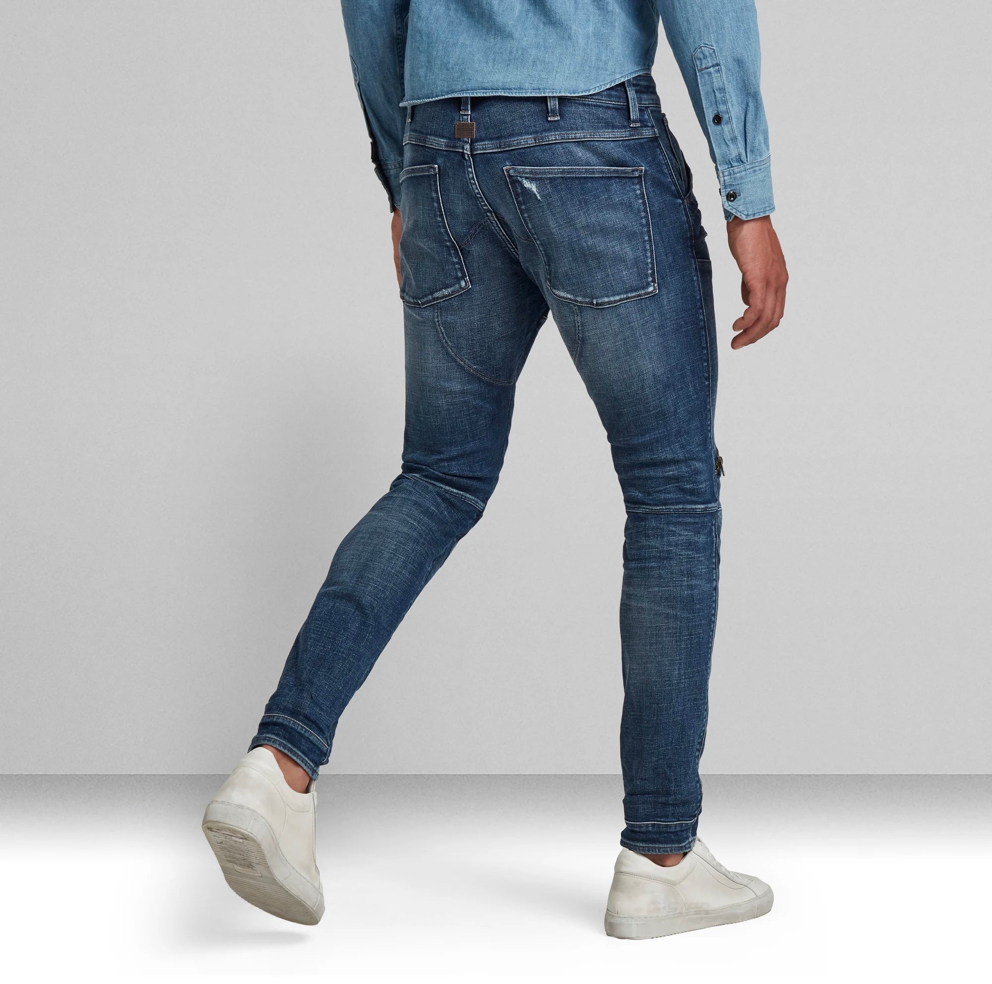 5620 3D Zip Knee Skinny Elwood Superstretch Faded Ripped Baltic Sea