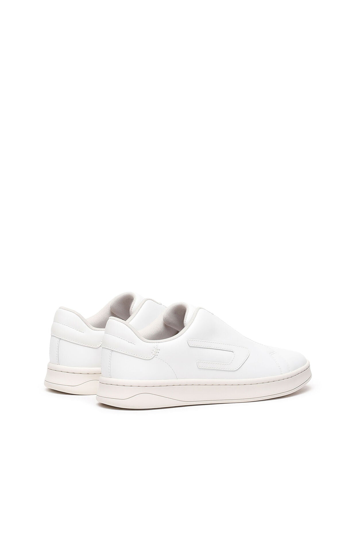 Slip-on Leather Sneakers with D Patch White