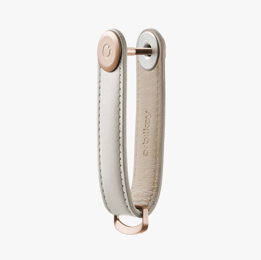 Orbitkey Key Organizer Genuine Leather Stone with grey stitching