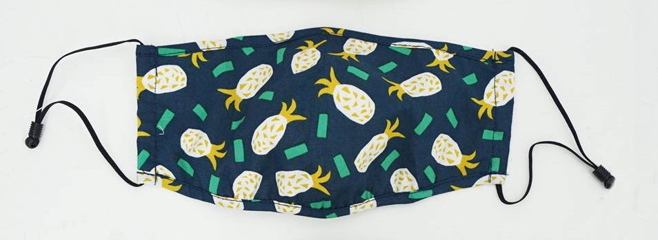 Unisex Mask 100% Cotton Pineapples one size fits all adjustable Masks