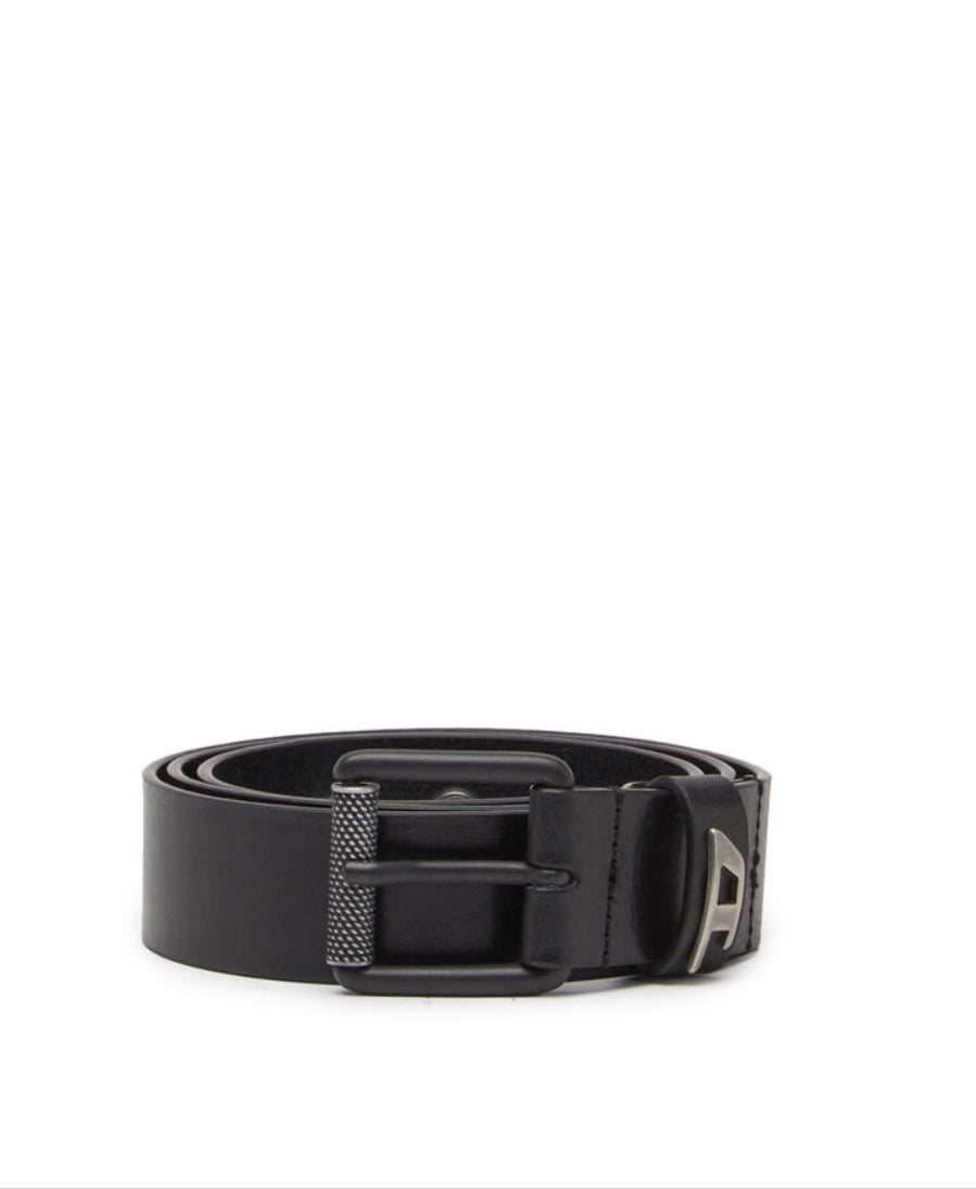 B-Dave Ii-Shiny leather belt with logo loop