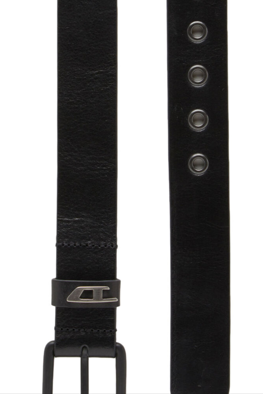 B-Dave Ii-Shiny leather belt with logo loop