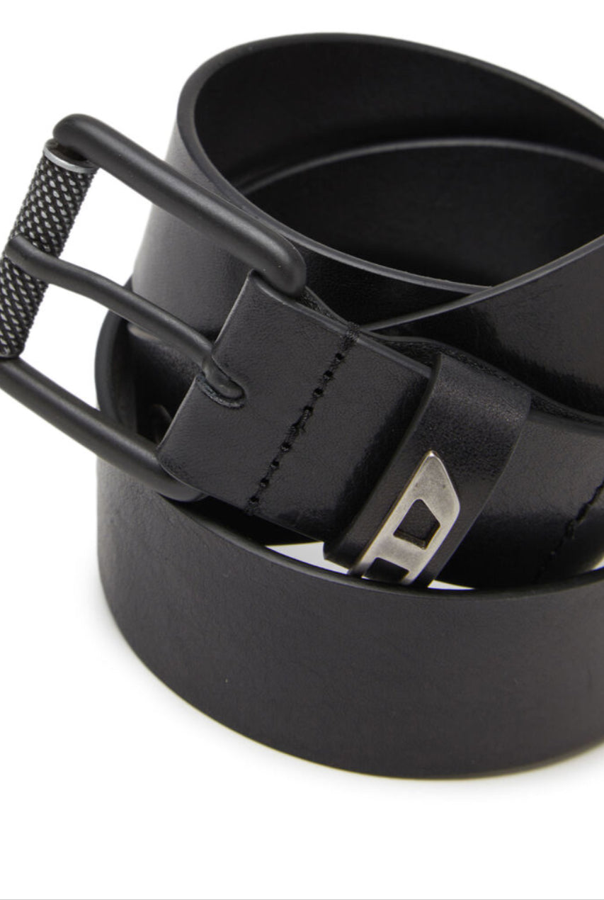 B-Dave Ii-Shiny leather belt with logo loop