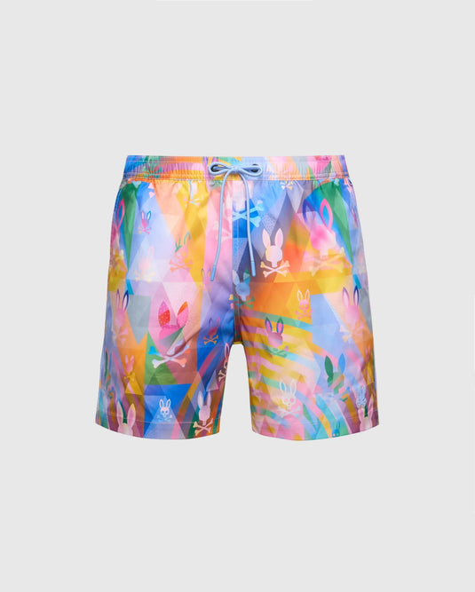 Mens Milos Printed Swim Trunk : Ice Blue