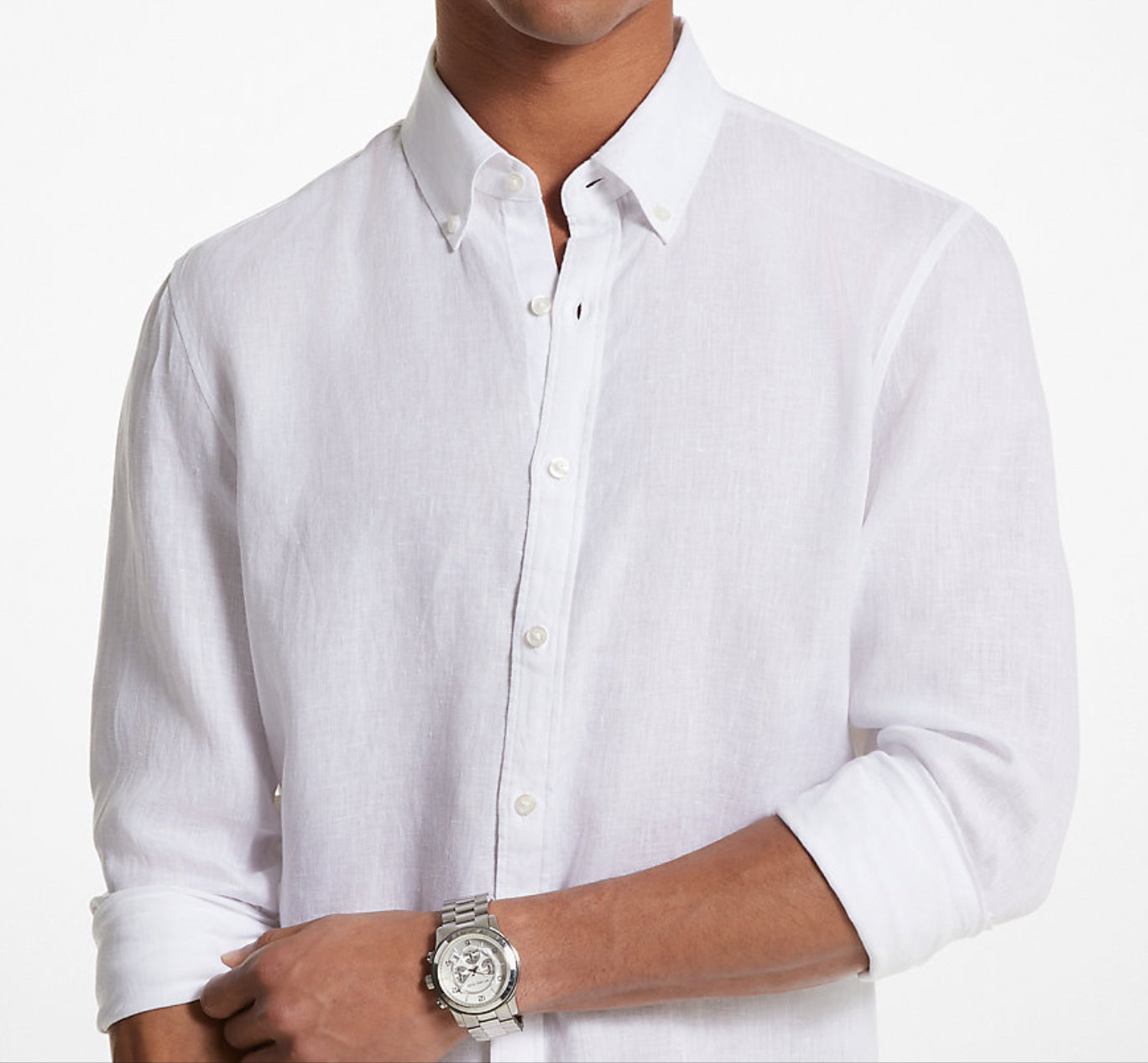 Long Sleeve Linen Shirt - White