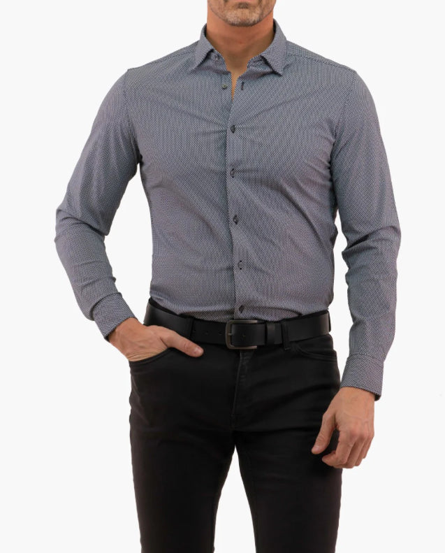 Stretch Long Sleeve Dress Shirt - Black