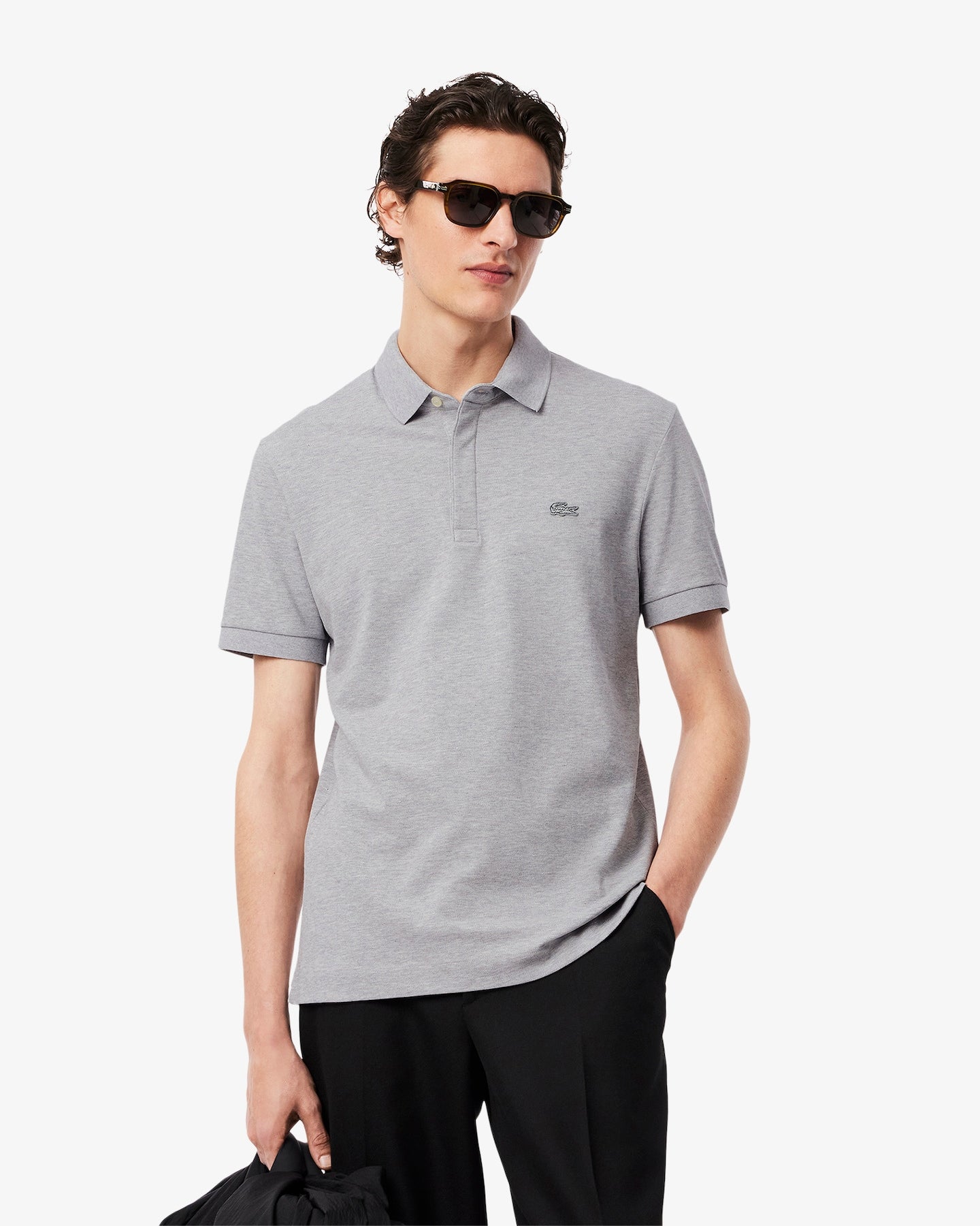 Men's Regular Fit Paris Stretch Piqué Polo - Grey