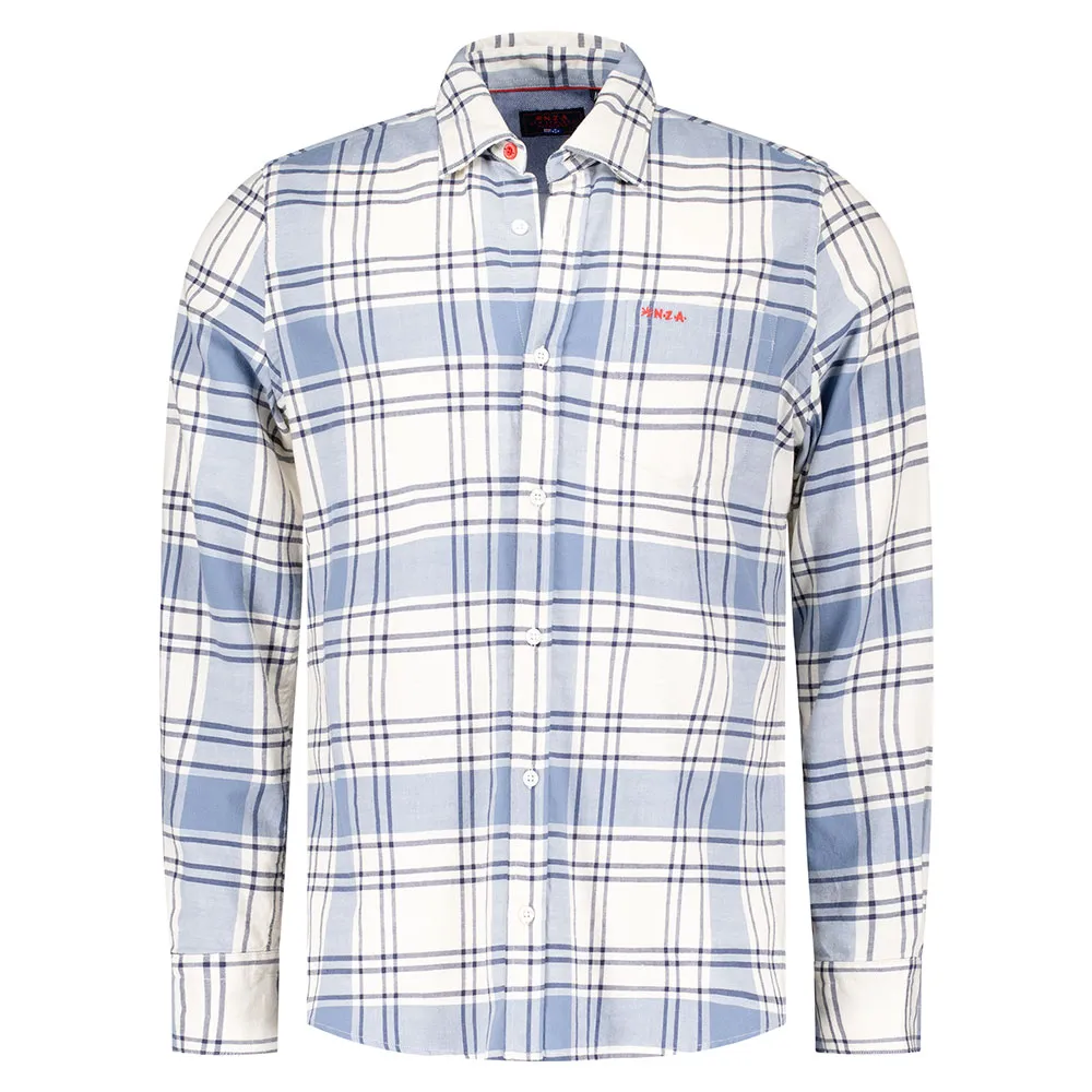 WHITE BLUE CHECKED SHIRT - ECRU