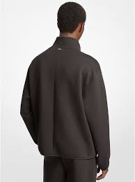 Cotton Blend Zip-Up Jacket - Black