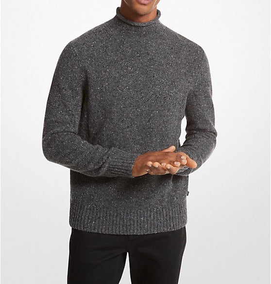 Recycled Wool Blend Roll-Neck Sweater Ash