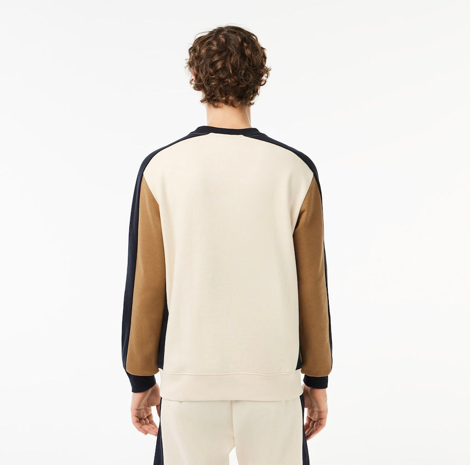 Brushed Fleece Colourblock Jogger Sweatshirt White/Brown Navy Blue