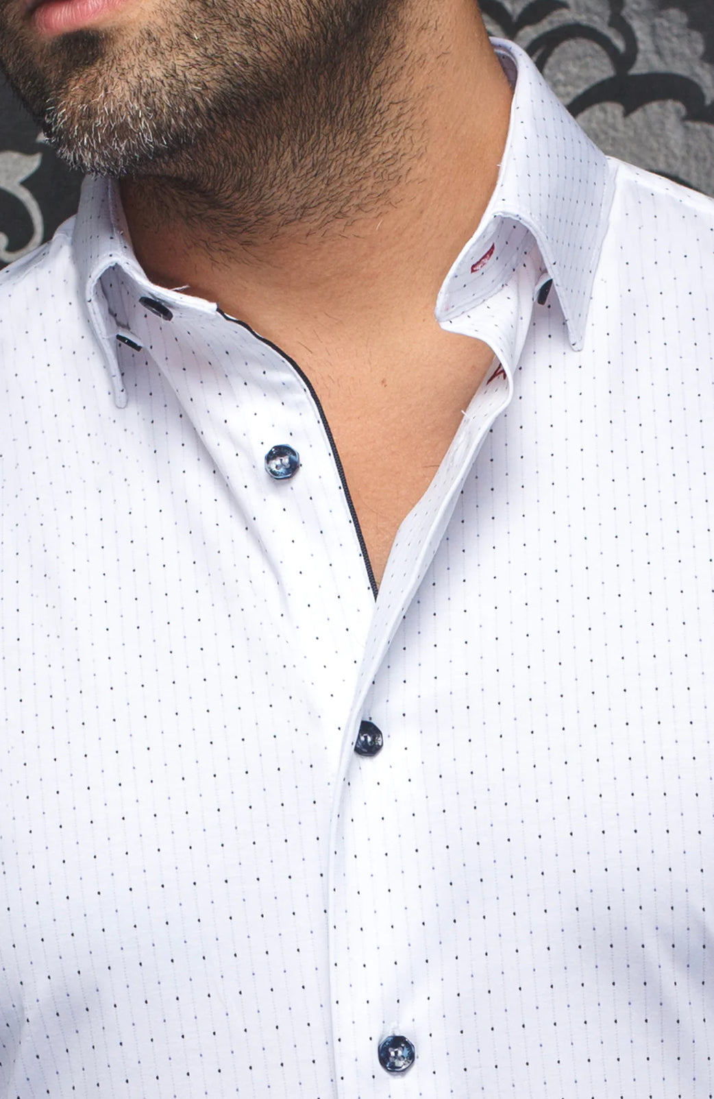 Knit Dress Shirt Alexander-NDL White/Blue